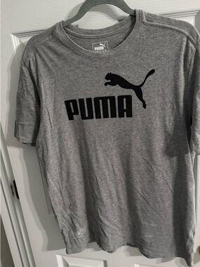 Puma Heather Gray Tee with Black Puma Logo